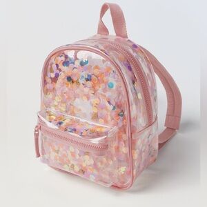 Zara pink confetti clear mini backpack
